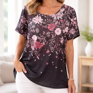 BloomChic Black and Pink Floral Blouse NWT SZ 14/16 1X